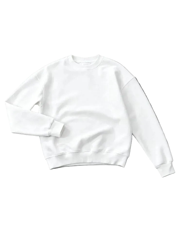 White sweatshirt on a gray textured background